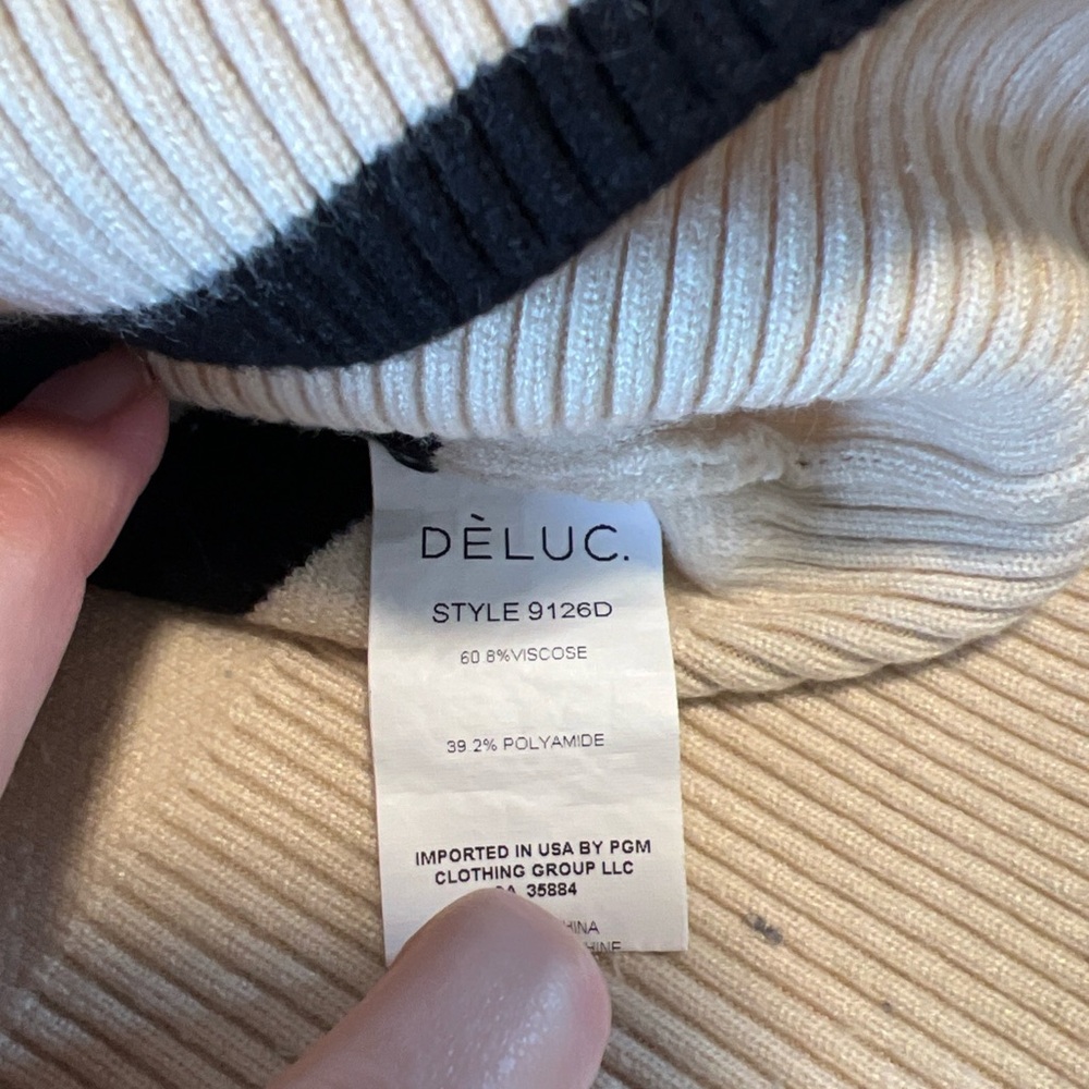 Deluc Cream and Black Striped Cowl Neck Sweater - Picture 6 of 9